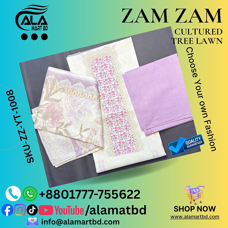 Zamzam Premium Quality Cultured Tree Lawn Collection – Elegant Three Piece Set