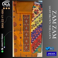 Zamzam Premium Quality Yellow Tree Lawn Collection – Elegant Three Piece Set